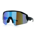 thumbnail image 5 of Polarized Mens Classic Oversized Mirror Wrap Half Rim Sport Plastic Sunglasses Matte Black - Blue Mirror, 5 of 8
