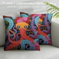 thumbnail image 3 of RUIYC Square Throw Pillow Covers Cartoon Funny Colorful Octopus Pattern Pillow Cases Decorative for Home Bedroom Sofa Pillowcases Standard, 3 of 5