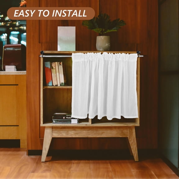 CTIRCHIU White Polyester Sheer Short Curtains for Kitchen Cabinets, Lightweight Window Treatment