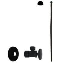 Westbrass 20" Corrugated Faucet or Toilet Supply Kit with 1/4-Turn Round Handle Angle Valve, Matte Black