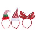 thumbnail image 1 of Here's a polished product description based on your input:\n\n \n\n**3pcs Christmas Antler Hairbands with Red & White Satin Hats – Lovely Party Headwear, 1 of 3