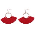 thumbnail image 1 of pitrice 1 Paire de Boucles d'Oreilles Bohémiennes à Pampilles Pendantes Élégantes en Forme d'Éventail Bijoux Exagérés Faits à la Main pour Fête Boucles d'Oreilles Rouges, 1 of 9