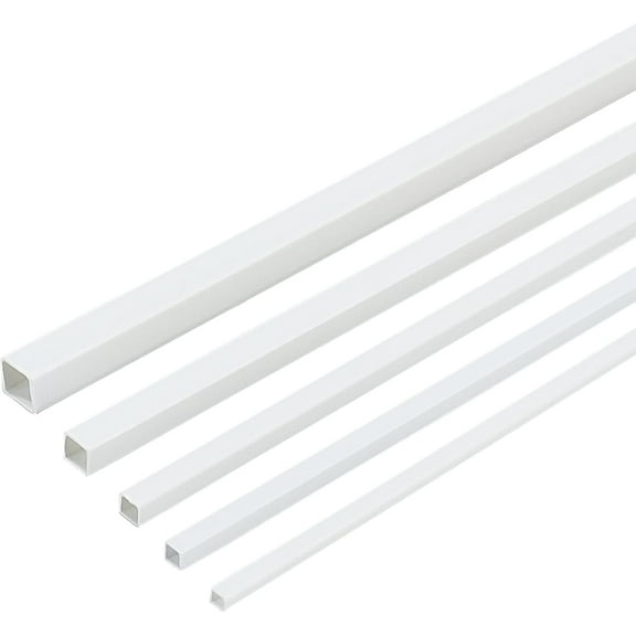 30pcs Plastic Square Bar Rods - White Square Hollow Tubes - Styrene Rod for DIY Sand Table Architectural Model Making - 3/4/5/6/8mm