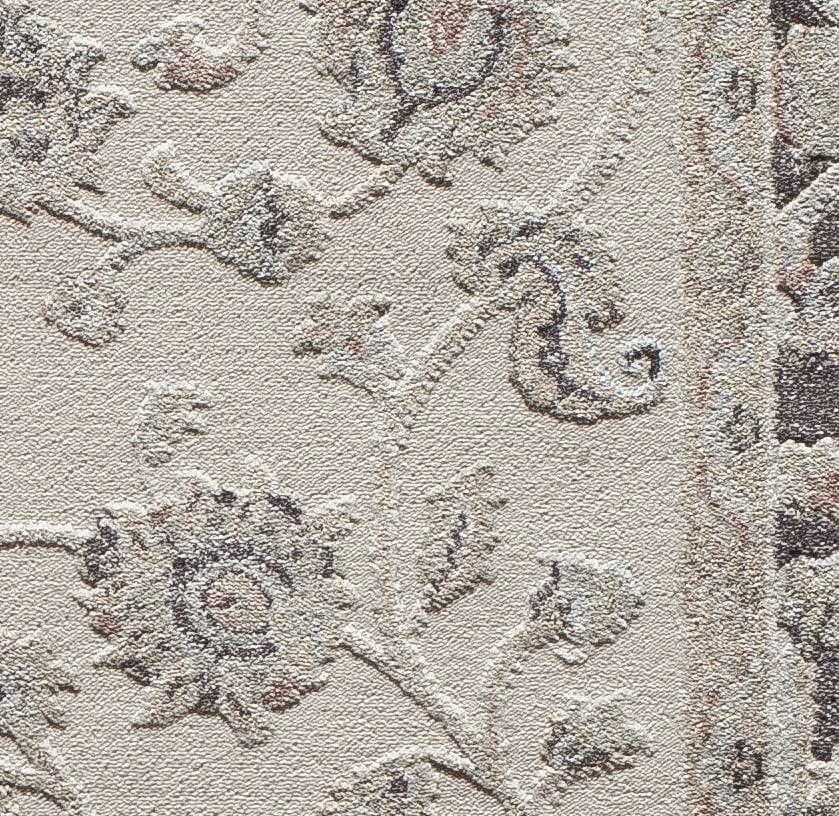 Rugs America Riviera Collection Ivory Black RV100D Transitional Oriental Area Rug 5' x 8'