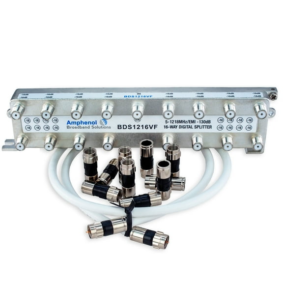 Amphenol Digital High-Performance 16-Way Coaxial Splitter BDS1216FV Kit by SatelliteSale