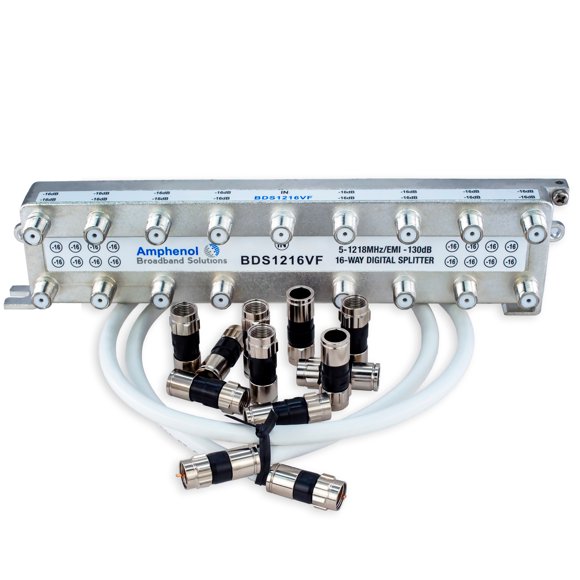 Amphenol Digital High-Performance 16-Way Coaxial Splitter BDS1216FV Kit by SatelliteSale
