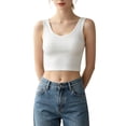 thumbnail image 7 of MVRLSH Womens Tank Tops Loose Fit Casual Racerback Comfy Built In Bra Sleeveless Workout Yoga Undershirt Tops White Size XXXL, 7 of 7