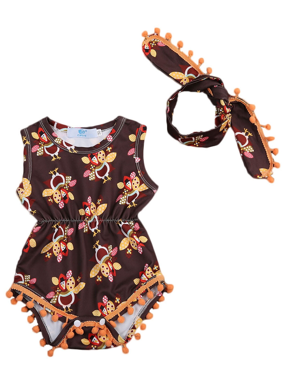 US Summer Tassels Newborn Baby Girl Sleeveless Romper Jumpsuit Outfits Sunsuit 