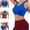 Blue, variant on Racerback Crop Tank Tops for Women - Padded Y-Back Longline Sports Bras Scoop Neck Workout Yoga Red S(S)
