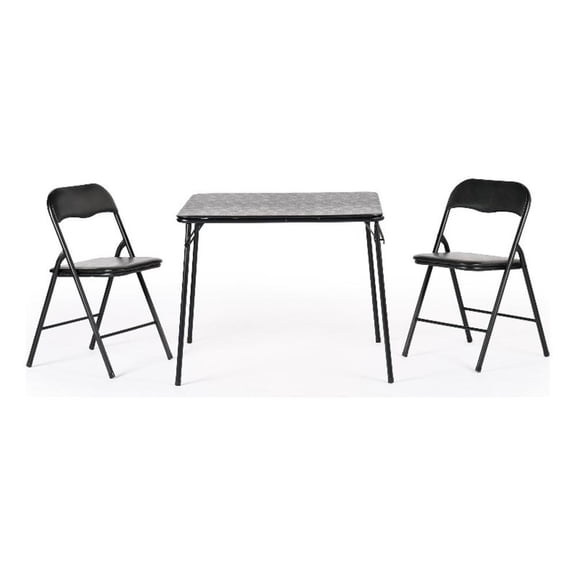 Homy Casa 3-Piece Black Folding Patio Dining Set with PVC Chairs