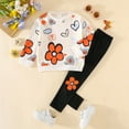 thumbnail image 2 of Hessimy Toddler Boys Girls Spring Summer Truck Print 2Pcs Crewneck Long Sleeve Sweatshirt Pants Cute Soft Sweatsuit, Breathable Fabric(Orange,6-7 Years), 2 of 3
