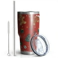 thumbnail image 2 of 30oz Red Christmas Gingerbread Man Pattern Tumblers Stainless Steel Tumbler with Lid and Straw,Vacuum Insulated Double Wall Travel Tumbler Cups Mug with Cleaning Brush for Coffee,Tea, 2 of 7