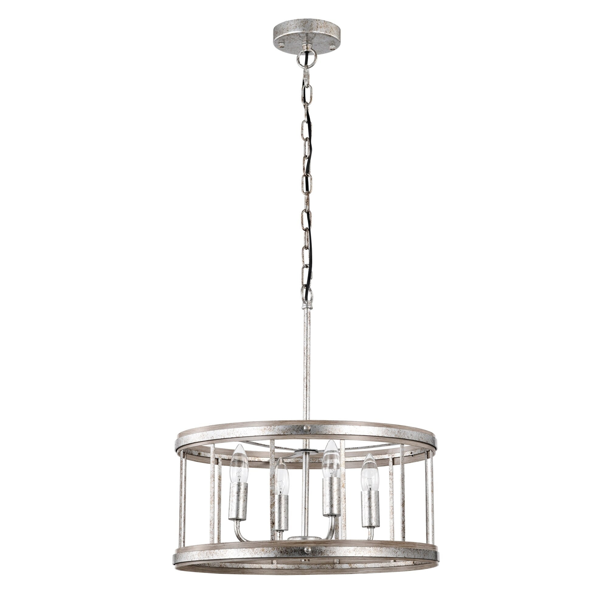 Zera 18 in. 4-Light Indoor Matte Black and Faux Wood Grain Finish Chandelier with Light Kit