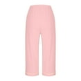 thumbnail image 4 of Hvot&aat Women's Capri Straight Pajama Pants Flowy Stretchy Palazzo Pants Cotton Air Conditioning Pants, 4 of 5