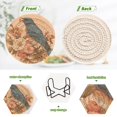 thumbnail image 2 of 6 Pcs Drink Coasters with Holder 3.94in Woven Coasters for Drinks Bluebird on Elegant Branch Coaster Set for Protection Table, 2 of 7