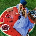 thumbnail image 3 of Watermelon Round Tablecloth 60 Inch - Waterproof Fabric Table Cloth Protector, Watercolor Red Summer Fruits Green Striped Tablecloths Washable Table Cover for Kitchen Banquet Coffee Table, 3 of 6