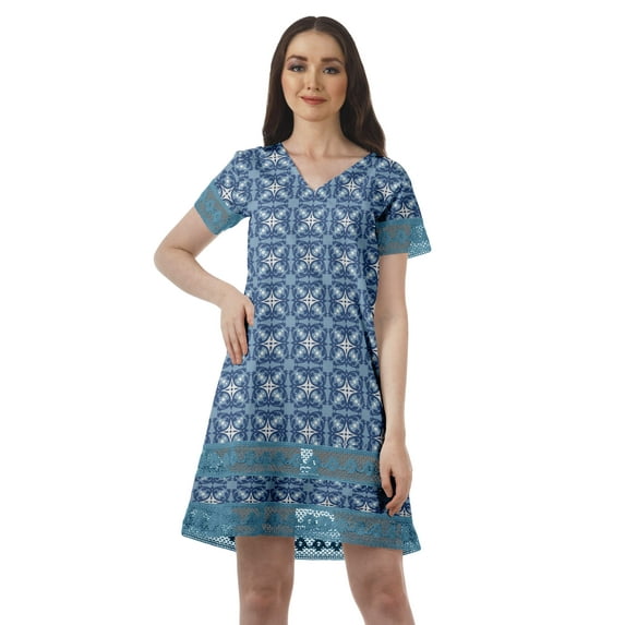 Moomaya Printed Cotton Flex Beach Party Plus Size Womens Summer Casual Dresses