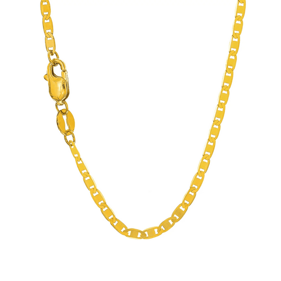 Ritastephens 14k Solid Yellow Gold 1.7mm Interlocking Flat Mariner Chain Necklace - 16" 18" 20" 24"