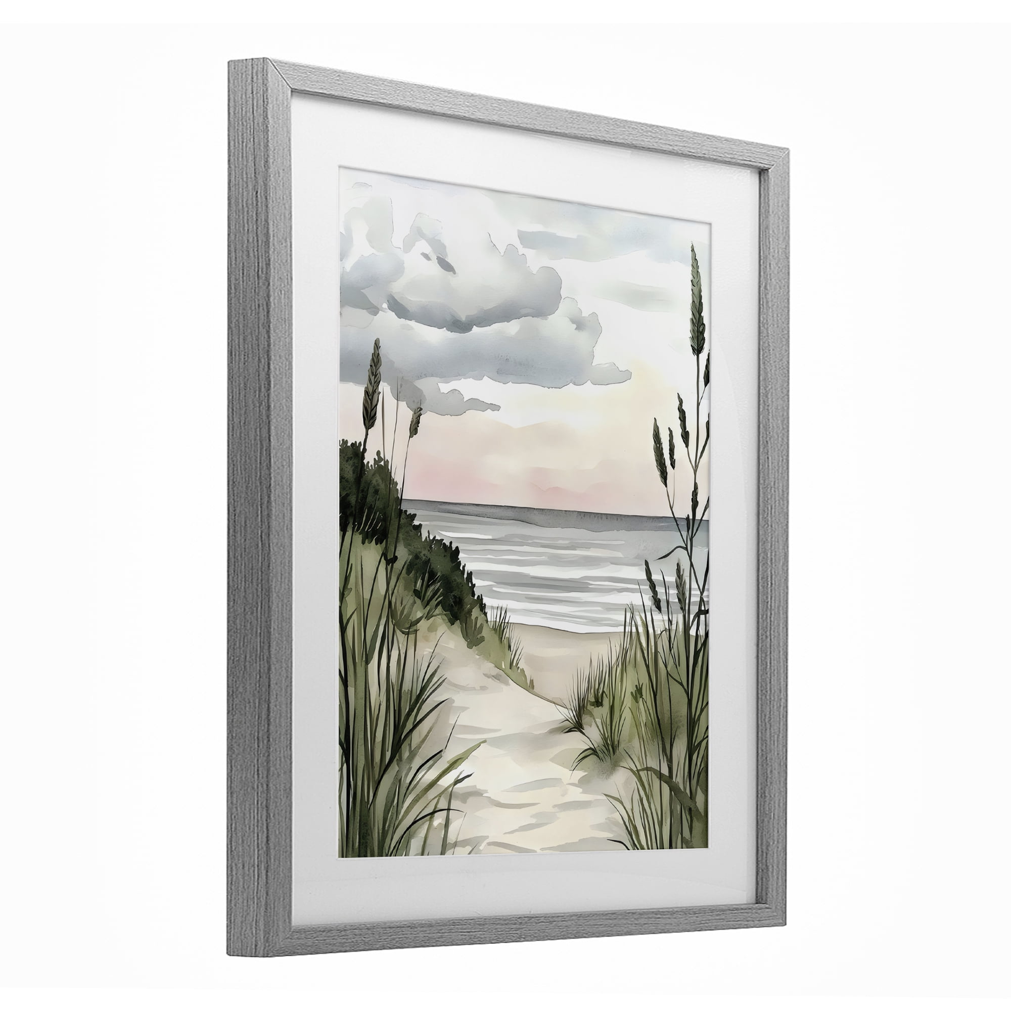Stupell Industries Coastal Calm Seaside Dunes Gray Framed Print Under Glass, design by Riley B