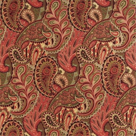 Designer Fabrics  54 in. Wide Burgundy, Green And Red, Abstract Paisley Contemporary Upholstery Fabric