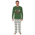 thumbnail image 3 of Western Country Christmas Pajamas, Cowhide Xmas Trees Print, Unisex Style, Long Sleeve Green Top and Wide-leg White Bottoms, 3 of 7
