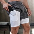 thumbnail image 4 of Pantalones cortos de camuflaje para hombre, Shorts deportivos 2 en 1 de secado rápido para entrenamiento, gimnasio, Fitness, trotar, transpirables, 4 of 4