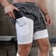 thumbnail image 4 of Pantalones cortos de camuflaje para hombre, Shorts deportivos 2 en 1 de secado rápido para entrenamiento, gimnasio, Fitness, trotar, transpirables, 4 of 4