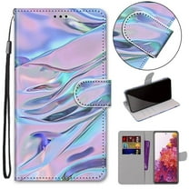 For LG Velvet Case, Mantto PU Leather Phone Case With Hand Rope Strap Cute Painted Flip Card Wallet Credit Slots Magnetic Folio Pattern Kickstand Cover For LG Velvet, Fluorescent Watermarks