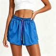 thumbnail image 5 of Qgtaibl Womens Plus Size Athletic Shorts Elastic Waist Drawstring Running Shorts with Pockets Summer Lightweight Loose Fit Workout Shorts for Gym Yoga Blue XL, 5 of 5