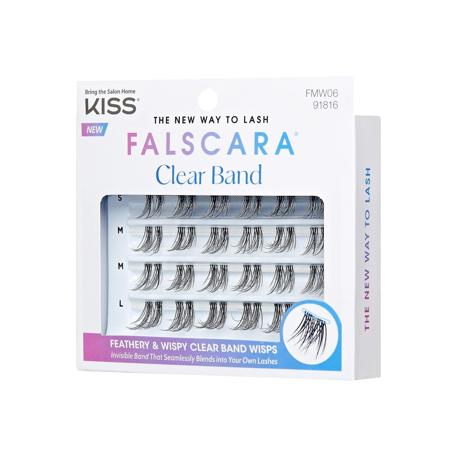 KISS FALSCARA Clear Band, Feathery & Wispy Wisps, Multipack, 24 Clusters., Clear Band, Feathery & Wispy Wisps