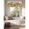 thumbnail image 4 of Kitchen Valances for Window, Hello Summer Blossom Sunflower Light Filtering Rod Pocket Valance Curtain, Retro Floral Green Leaves on Linen Short Curtains Window Topper for Bedroom 60x18in, 4 of 9