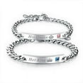 thumbnail image 1 of Ensemble de 2 Bracelets pour Couple Lui et Elle, Réglables, en Acier Titane, pour Aimer, Assortis (3#), 1 of 3