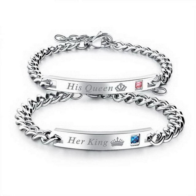 Ensemble de 2 Bracelets pour Couple Lui et Elle, Réglables, en Acier Titane, pour Aimer, Assortis (3#)