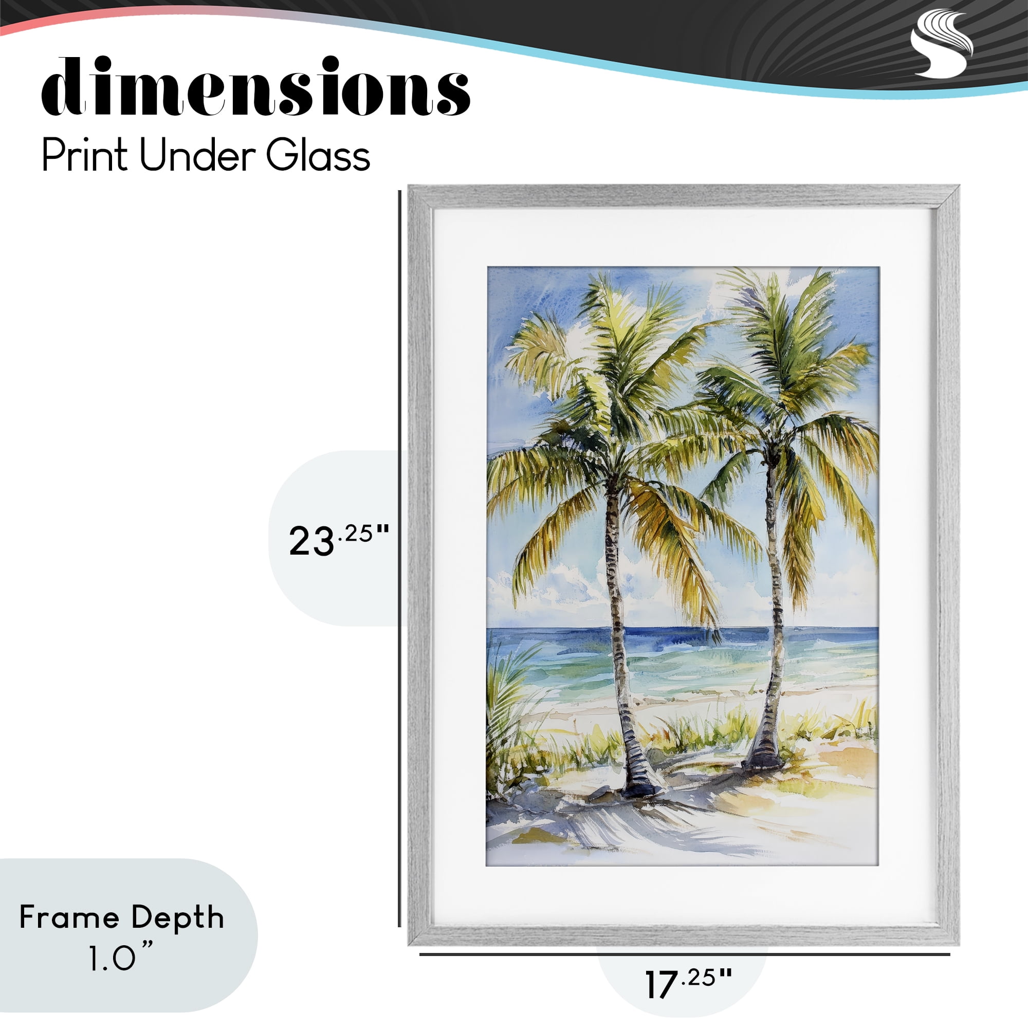Stupell Industries Sandy Palms Duo Ocean View Gray Framed Print Under Glass, design by Petal Prints Design