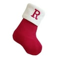 thumbnail image 2 of 1 PC Christmas Stockings with Initials, Letter R Embroidered Xmas Stockings, Large Monogram Knitted Xmas Stocking, Christmas Party Fireplace Family Hanging Stocking Decorations Gift Bag, 2 of 6