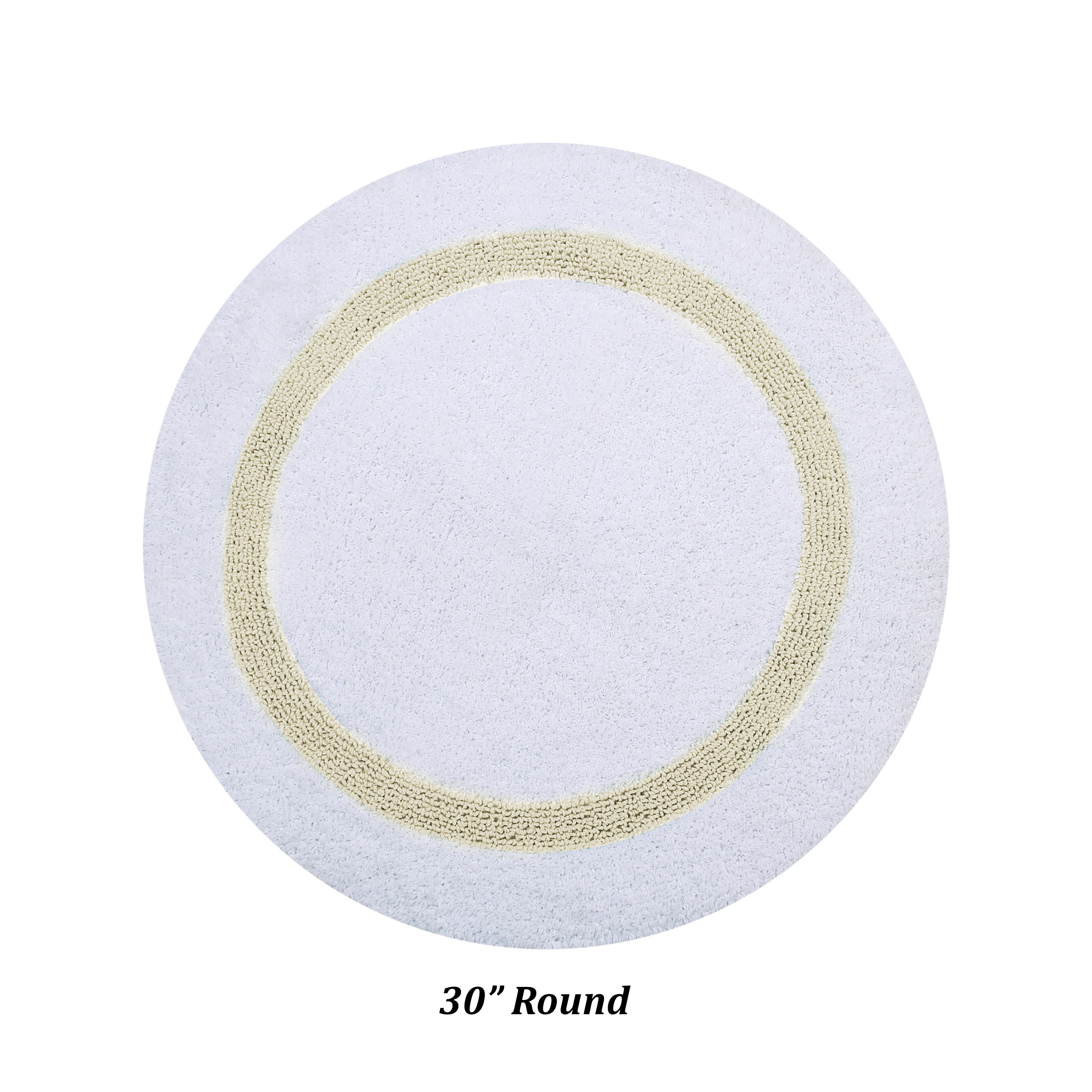 Better Trends 30'' Round Shape Bathroom Rug with Reversible Backing 100% Cotton Water Absorbent, Machine Washable Hotel Collection - White/Ivory