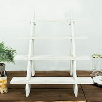 Balsa Circle 21" Whitewashed 4 Tier Wooden Cupcake Holder Ladder Dessert Display Stand Party Decorations