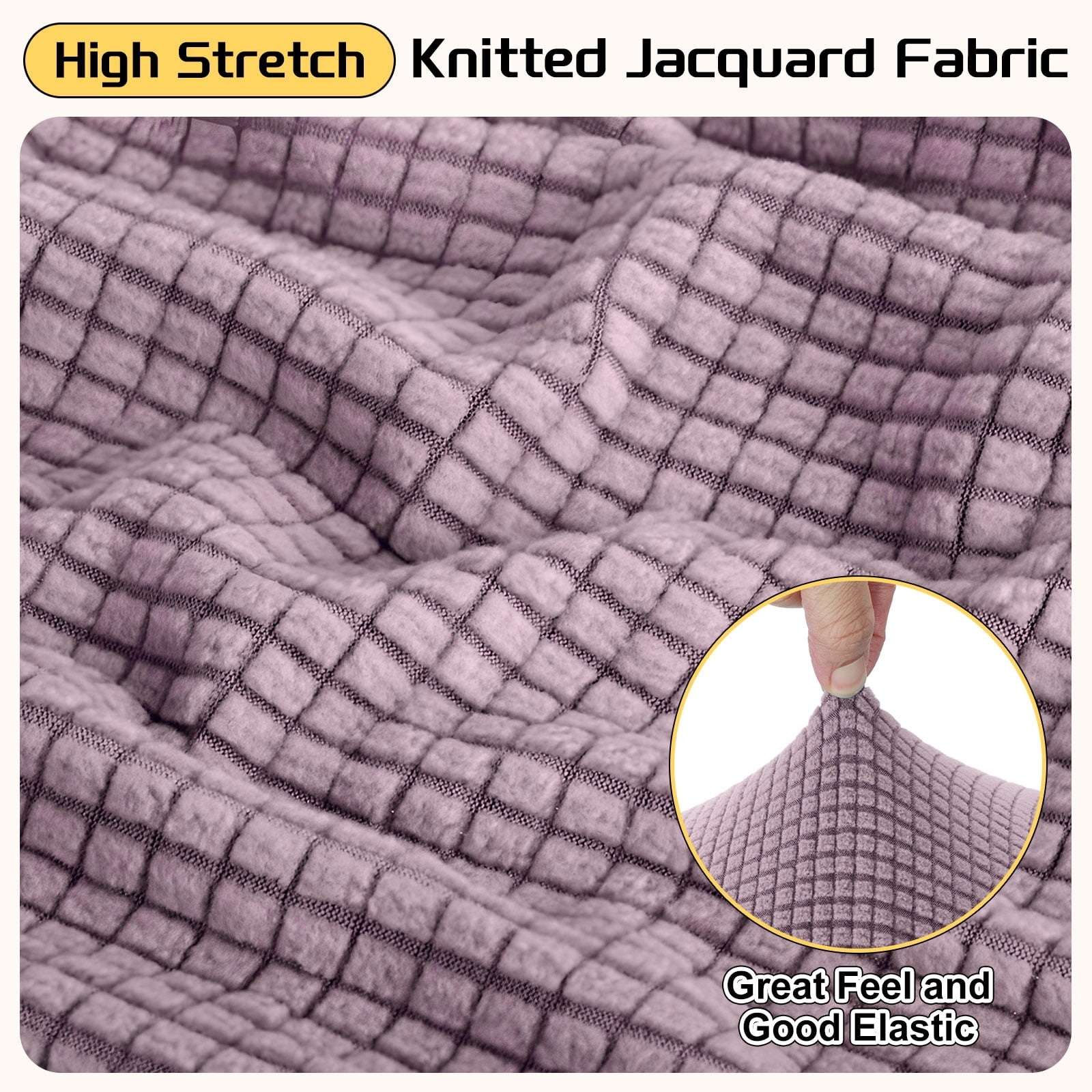 Unique Bargains Square Jacquard Slipcover Light Purple 13.4"-17.7" x 15.0"-17.7"