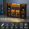 thumbnail image 5 of Loomie Bar Table Cabinet with LED & Drawer, Mini Liquor Bar with 8-Tier Storage & Stemware Holder, Wine Alcohol Bar Stand with Glass Door & Adjustable Wine Rack, Crescent Shaped Counter for Home Pub, 5 of 6