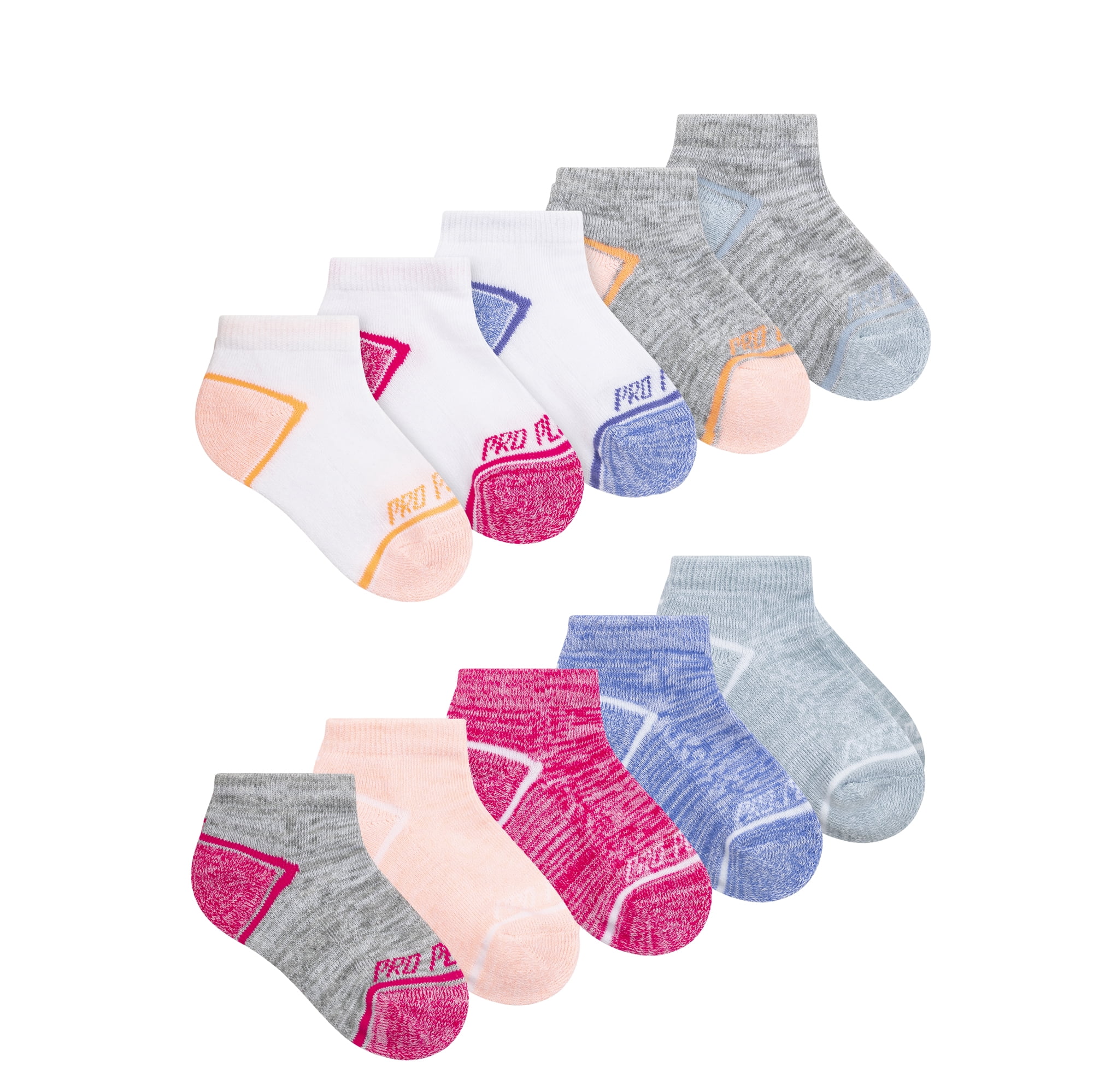 Pro Player Girls Low Cut Athletic Socks 10 Pack, Sizes S-L