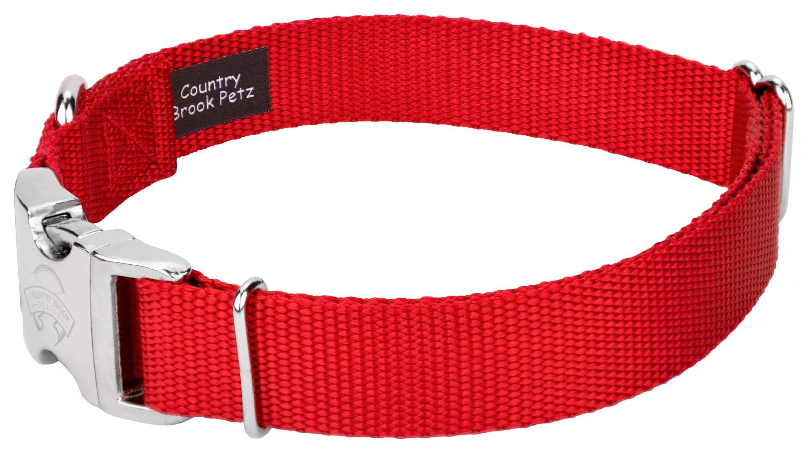 Country Brook Petz® Premium Nylon Dog Collar and Leash - Bright Red, Medium