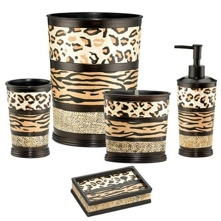 Bloomsbury Market Ellard Animal Print 5 Piece Bathroom Accessory Set