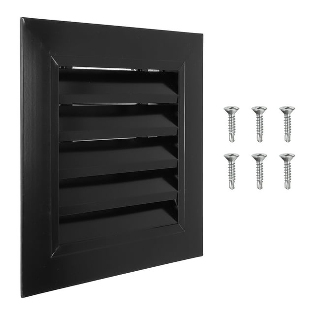 Uxcell Évent Gable 10x10 Pouces, 1PCS Évent Mural en Alliage d'Aluminium avec Passoire, Noir