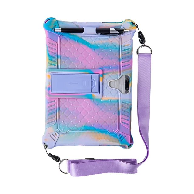 10.1 Universal Case Soft Silicone Tablet Funda for 10 10.1 inch Android Tablet PC Soft Shockproof Cover Case L 9.45 W 6.42inch Colorful Purple-BELT 10.1 inch Tablet