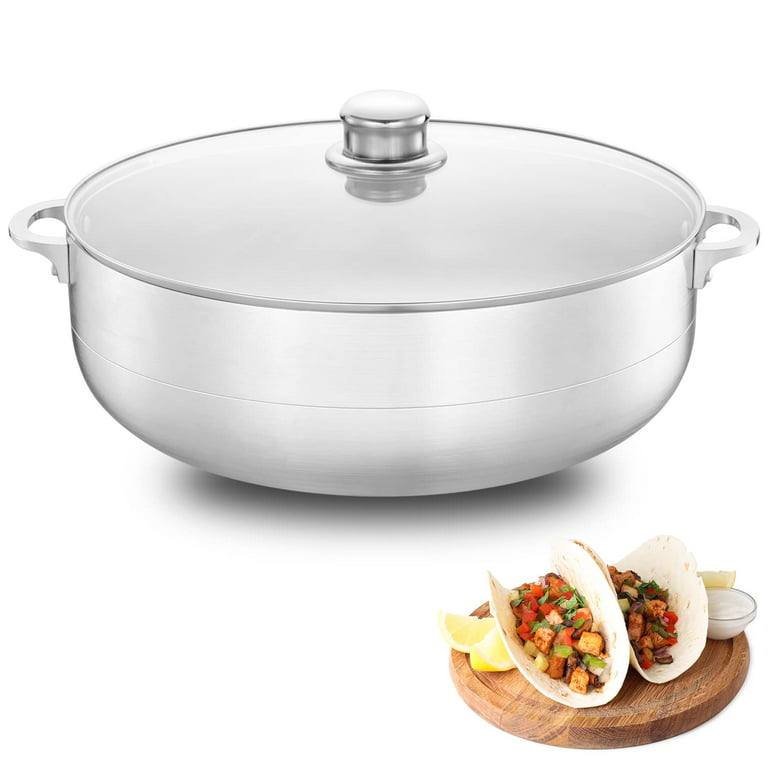 Alpine Cuisine 2 Quart Stainless Steel Dutch Oven Pot with Glass