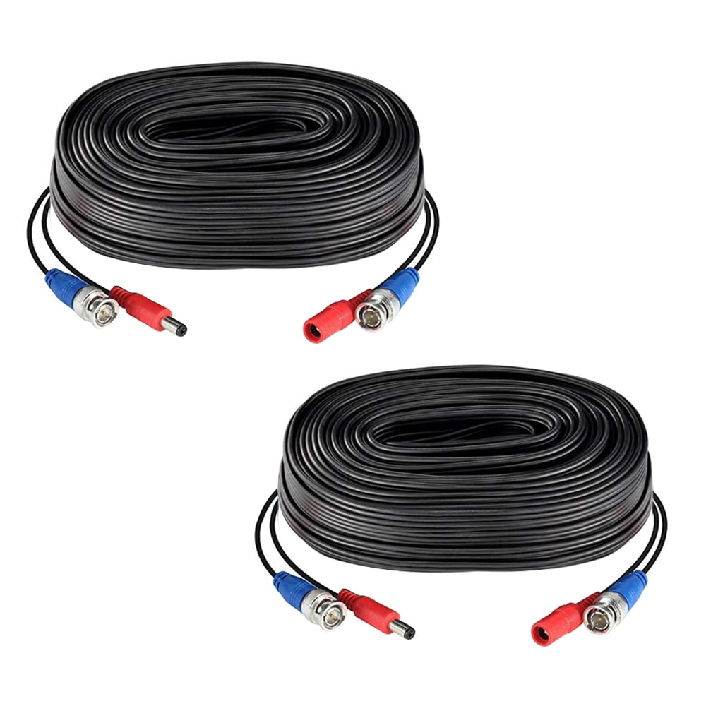 Arealer 2Pack Black 60ft /18. 2in1 Video Power CCTV Cable BNC Extend