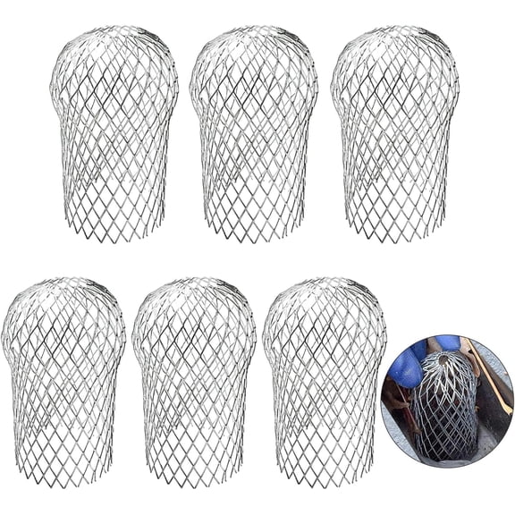 6Pcs Gutter Downspout Guards 3.5 Inch Aluminum Leaf Filter Strainer Expandable Gutter Downspout Protector for Preventing Blockage Leaves Debris