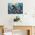 thumbnail image 5 of ZFLMY Octopus wall art bathroom decoration marine animal canvas print picture nautical marine animal coast beach village marine life artwork bedroom living room home décor 16x12in, 5 of 6