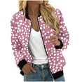 thumbnail image 1 of Women's Casual Jacket, Printed Zip Up Hoodie Alternative with Pockets, Loose Fit Long Sleeve Lightweight Top, 1 of 7
