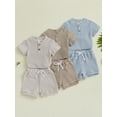 thumbnail image 3 of BemeyourBBs Baby Boy Shorts Set Striped Short Sleeve Bodysuit Elastic Waist Shorts, 3 of 9